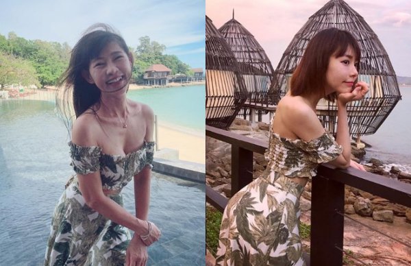 林明禎和53歲媽媽穿同款裙！阿姨的少女身材，好惹火~