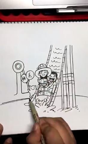 白紙大地上只寥寥幾個簡單文字！創意創作家秒筆生輝，沒幾秒功夫變出「超溫馨」意境圖畫！