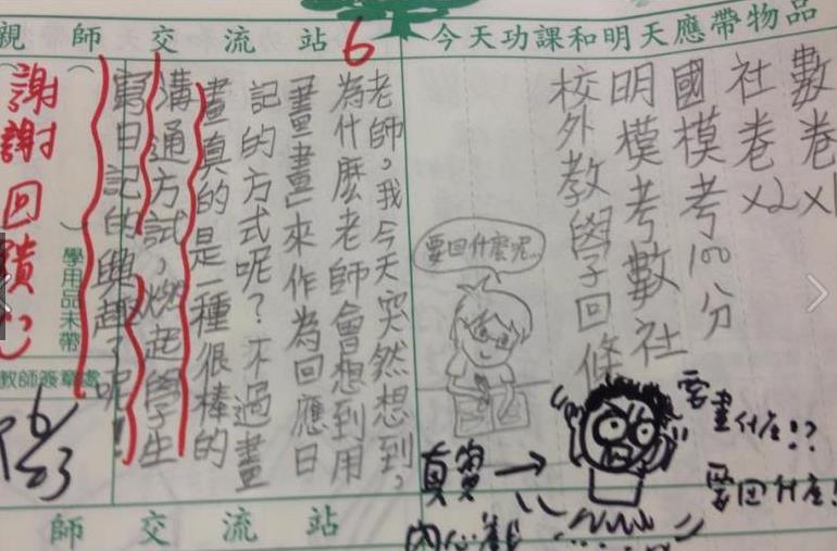 老師在聯絡簿的留言讓大家都笑翻天，沒想到同學爸爸的「神回覆」完全將了老師一軍，太機智了