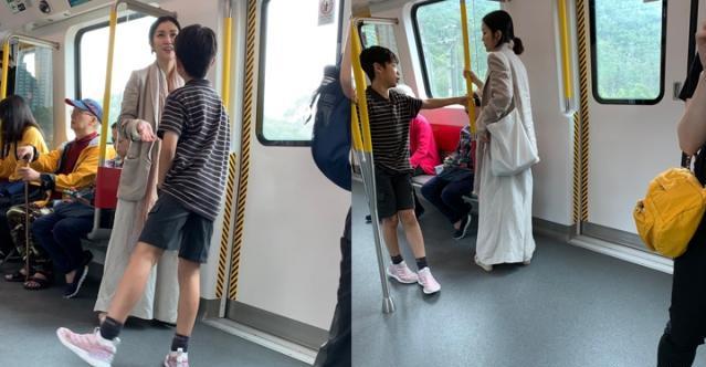 謝安琪親自接兒子放學，不開車卻搭地鐵，11歲兒子這一動作被大讚