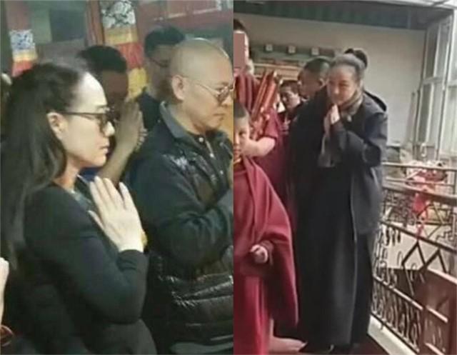 57歲利智陪李連杰現身禮佛，穿海清長衫疑已皈依佛門！