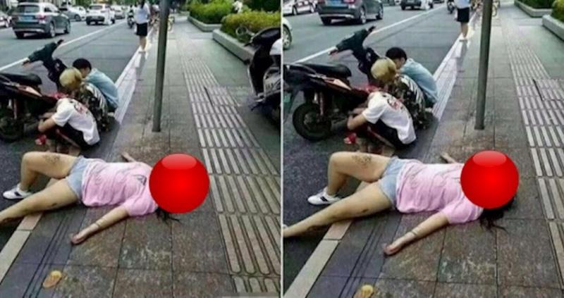 女子酒醉躺路上整夜，3名男子一旁「默默守候」到早上！救護車來的時候，卻被女子嚇一跳！