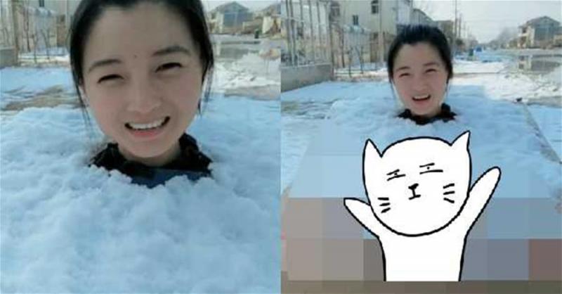 女孩「用雪把自己埋起來」求關注！大家看得心驚膽顫，鏡頭往下全怒：想紅也不能騙人吧！