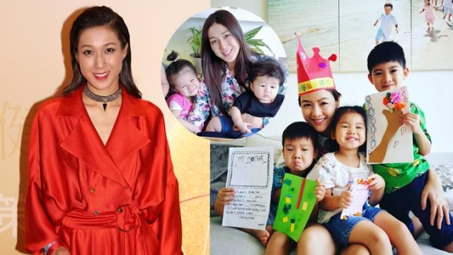 鍾嘉欣帶子女回港要父母幫忙 ，嘉欣直言一個人帶兩個小孩真得搞不掂，真羨慕好姐妹可以一拖三