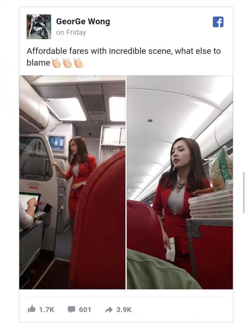 乘客偷拍亞航正妹空姐　網民暴動封「亞洲最美」