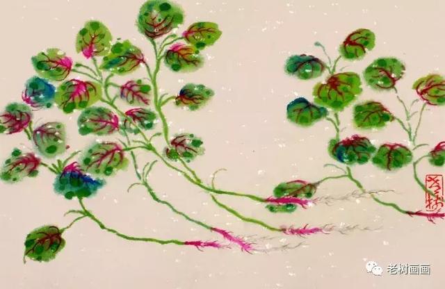 老樹 ｜ 新花覆小巷，野菜生荒田。  欲嘗春滋味，清炒少放鹽