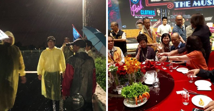 市民氣炸！陳其邁漏夜勘災 韓國瑜竟現身廚藝展飯局 網酸：「高雄市長由行政院副院長暫代，市長下班了假日選總統沒空！」