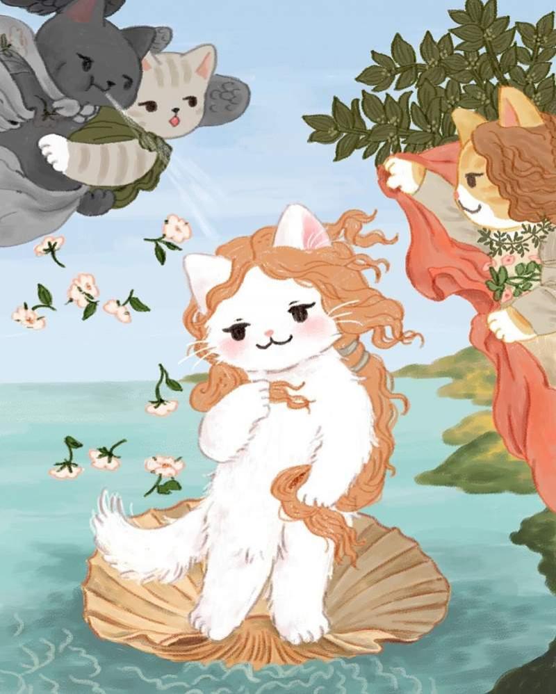 世界名畫「置入貓貓」馬上萌到翻　梵谷畫作「向日葵喵」貓奴絕對心動❤ 
