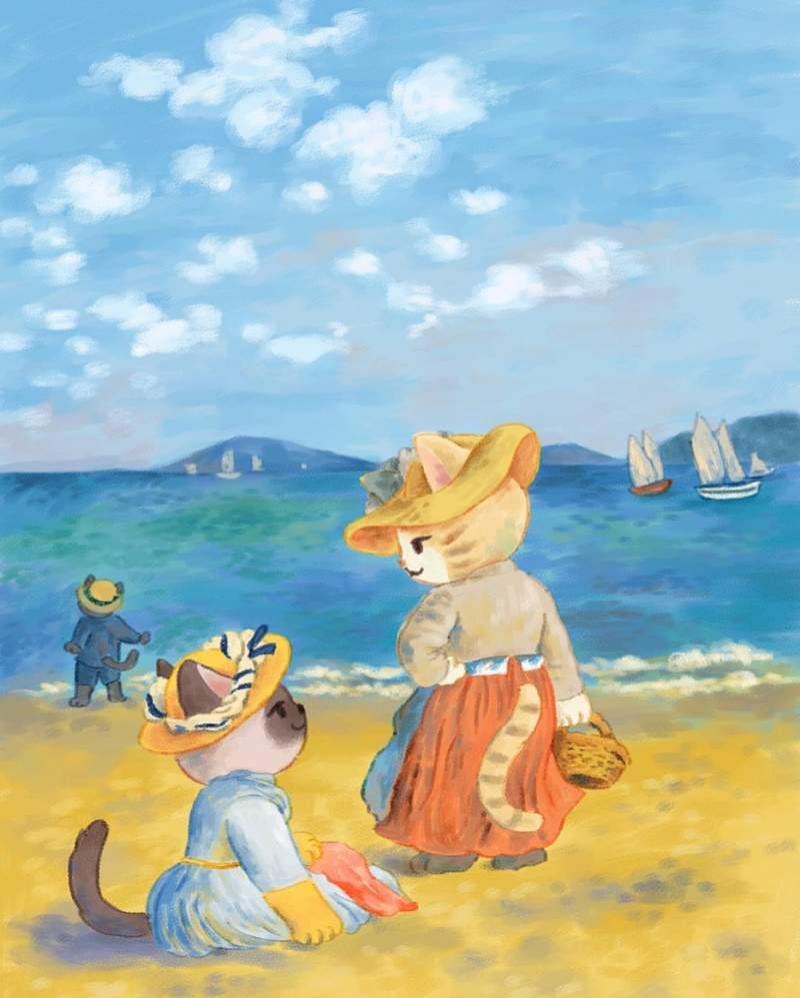 世界名畫「置入貓貓」馬上萌到翻　梵谷畫作「向日葵喵」貓奴絕對心動❤ 