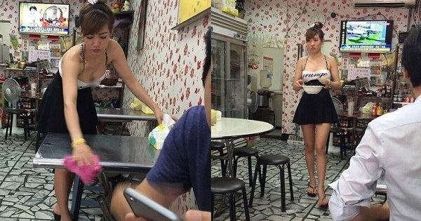 穿這樣上菜真的太過分了，板橋越南美味老闆娘上菜 網友直呼好逼人