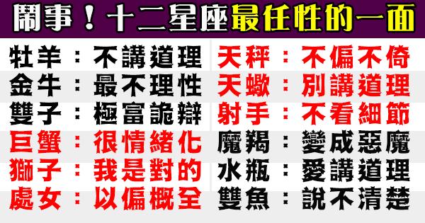 寶寶就是不講理，十二星座最任性的一面看過嗎！