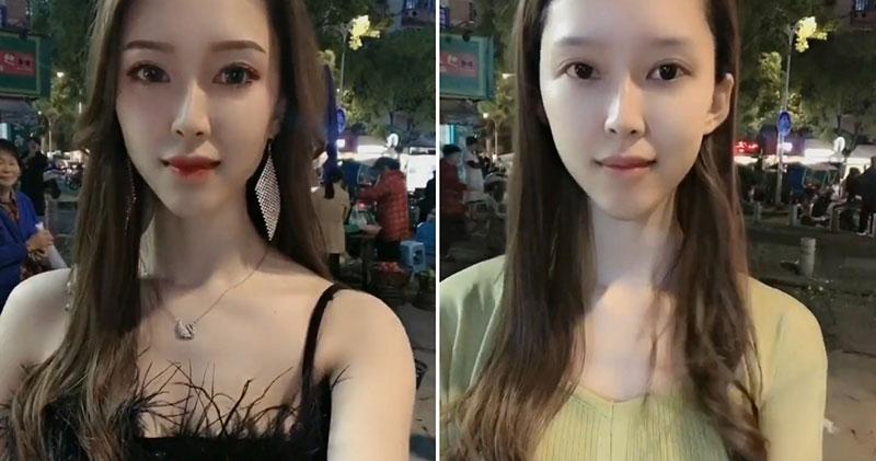 夜店模特被批靠化妝才漂亮發怒「當眾卸妝」，結果路人看完素顏後驚呆：娶回家！