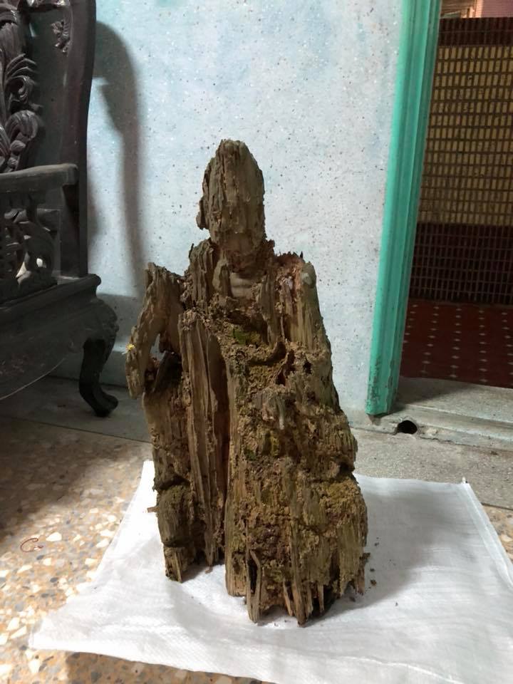 遭白蟻咬10年「枯木竟變濟公佛像」！眼尖網友發現「手上還有驚人細節」根本神蹟再現！